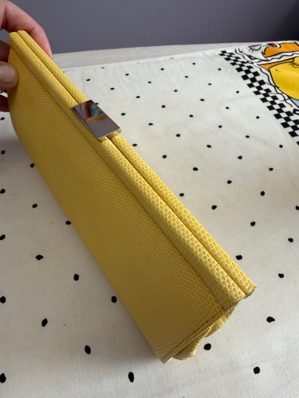 Banana Republic Yellow Textured Clutch with Silver Clasp